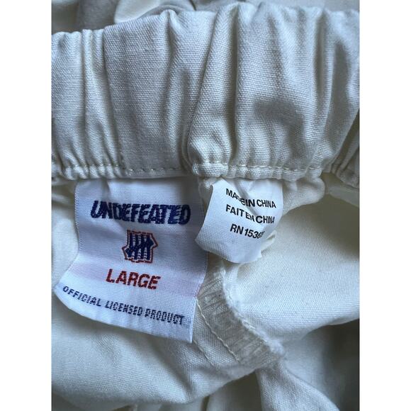 Undefeated Pants Mens Large Logo Cream Ivory Spellout Drawstring Pull On Track - Picture 9 of 10